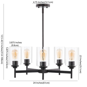 Orpheus 24" Farmhouse Industrial Iron Cylinder LED Chandelier - JONATHAN Y